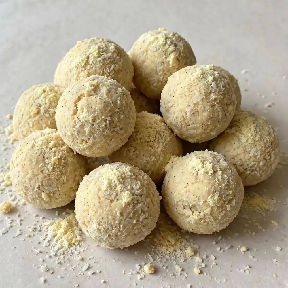 Vanille-Bällchen mit Kokos-Protein-Pulver