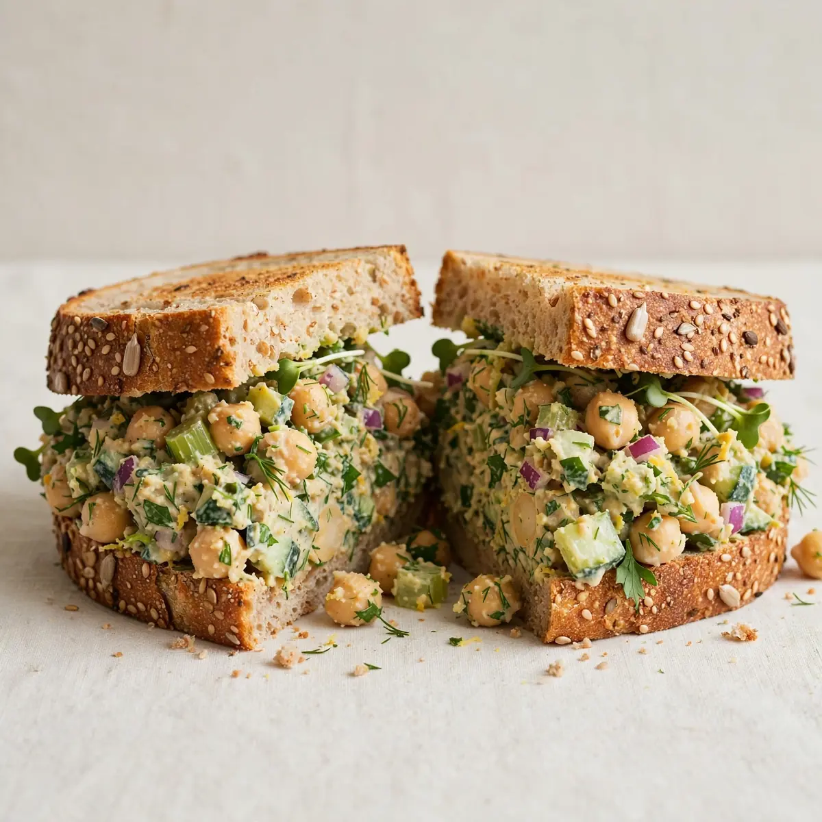 Veganes High-Protein Kichererbsen-Sandwich