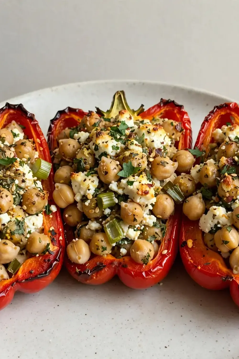 Vegetarian High-Protein Chickpea and Feta Stuffed Peppers
