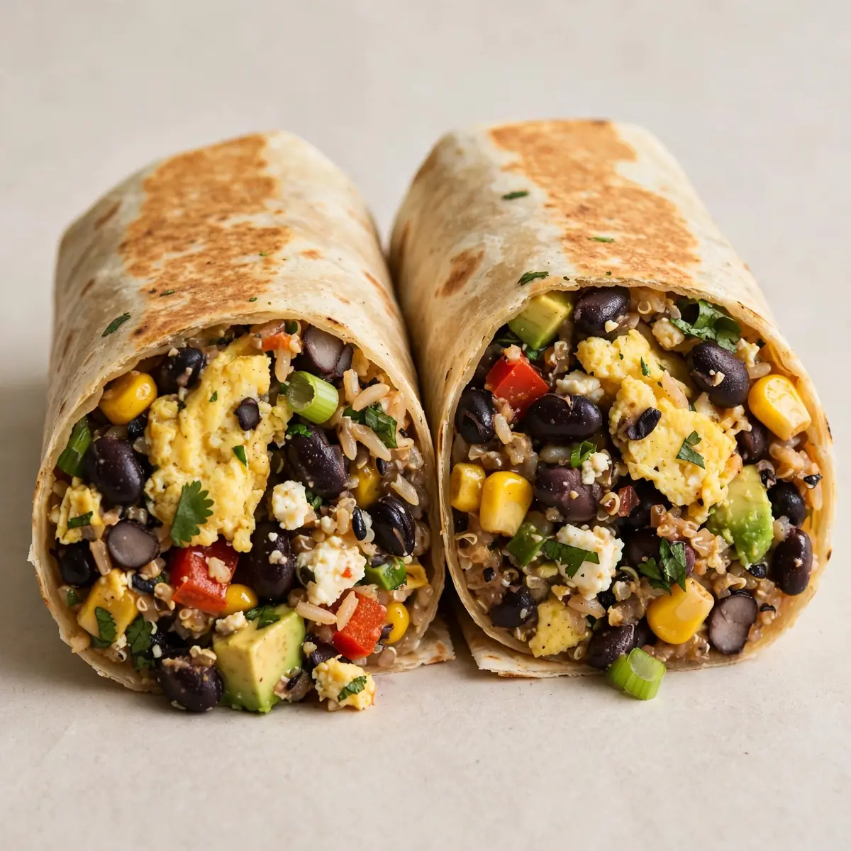 Vegetarischer High-Protein Burrito mit Ei und schwarzen Bohnen