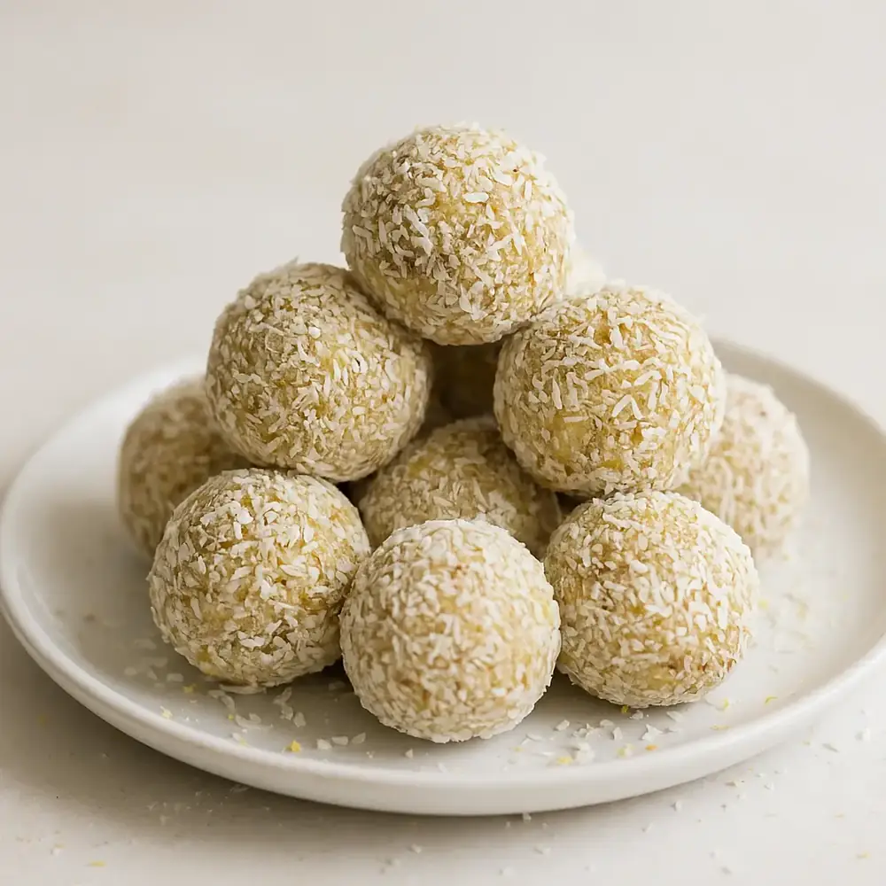 Zitronen-Bällchen mit Kokos-Protein-Pulver